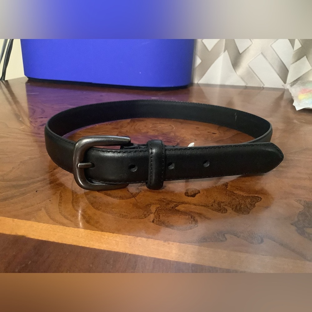 Janie and Jack black leather belt boys size 6-8 EUC